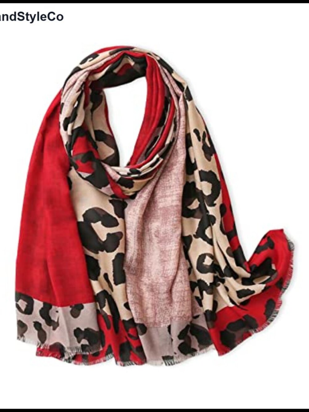 Leopard Print Scarf Women Lightweight Shawl Stole Polyester Tassels
